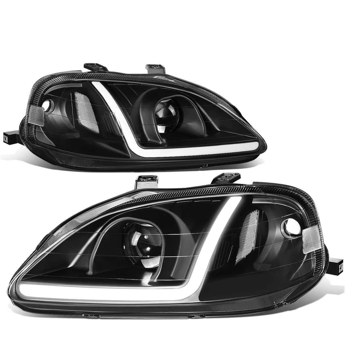 For 1999-2000 Honda Civic Led Drl Black/clear | Built Supply Co