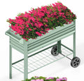 Workpro 37 In Outdoor Galvanized Raised Garden Bed With Legs Wheels