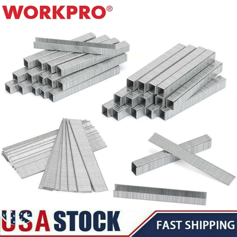 WORKPRO Heavy Duty T50 Staples Brad Nails Combo Kit 1/2" 3/8" 9/16" 7500 Counts