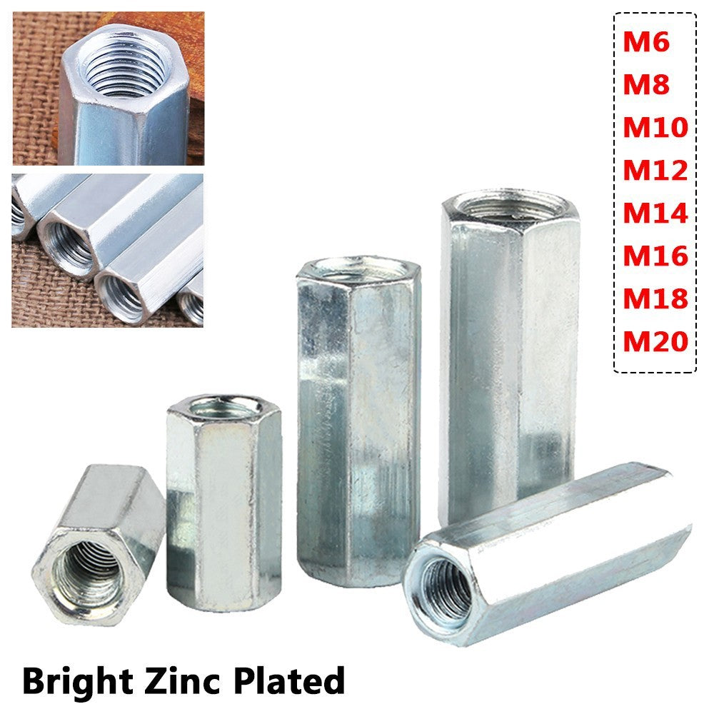 Hex Long Nuts M6-M20 Threaded Rod Connectors