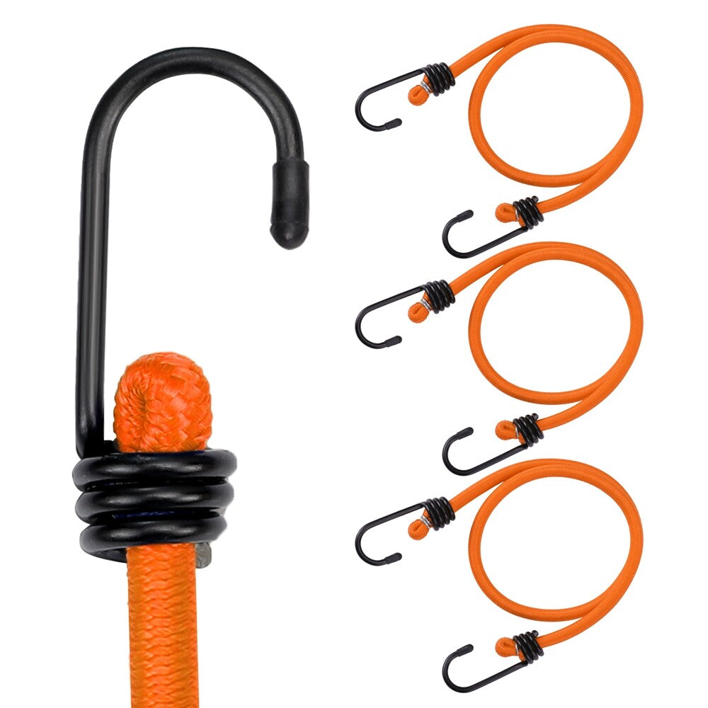 WORKPRO 24 Inch Orange Bungee Cord with Hooks 4 Pack for Out