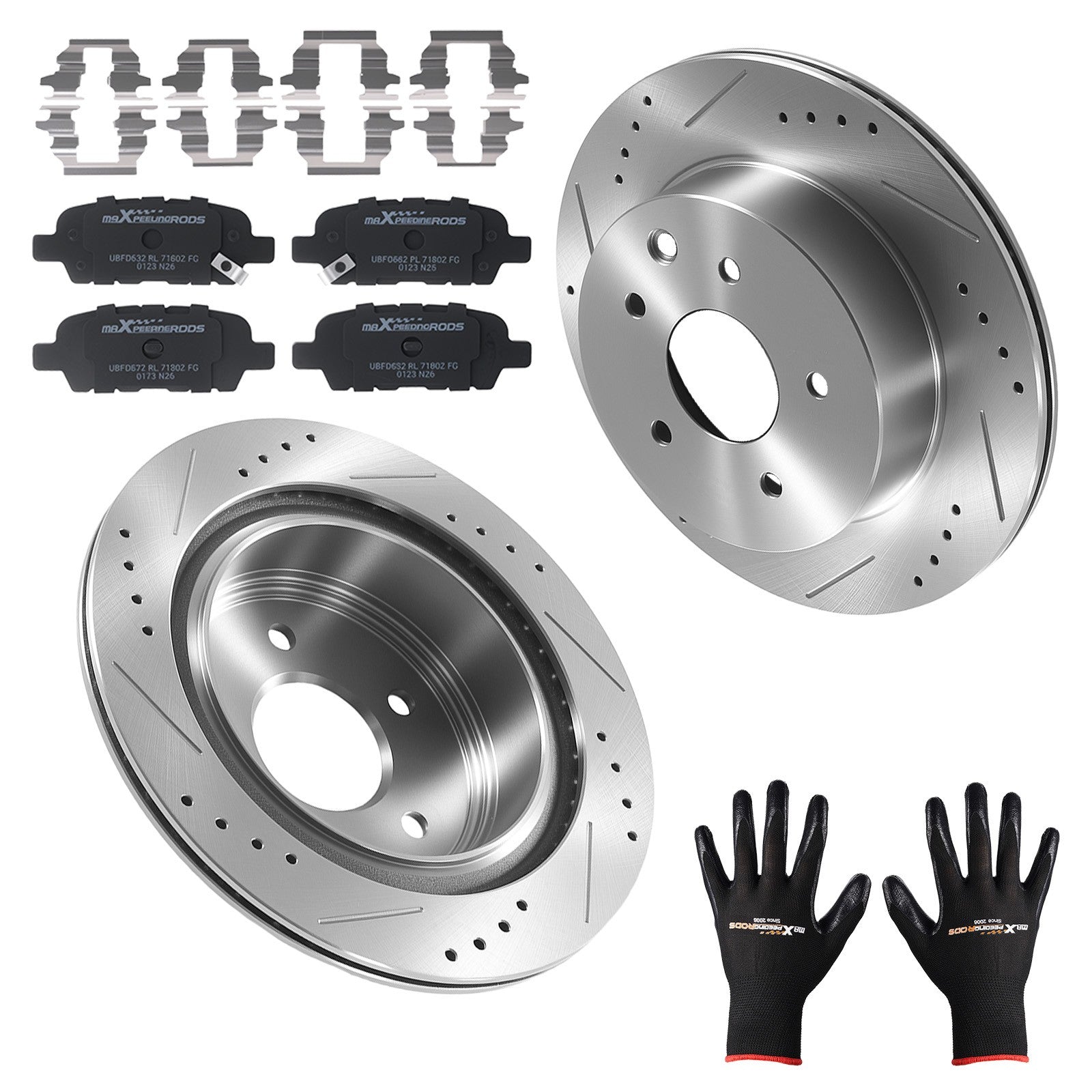 Rear Disc Brake Rotors Ceramic Pads for Infiniti G35/Nissan LEAF Rogue