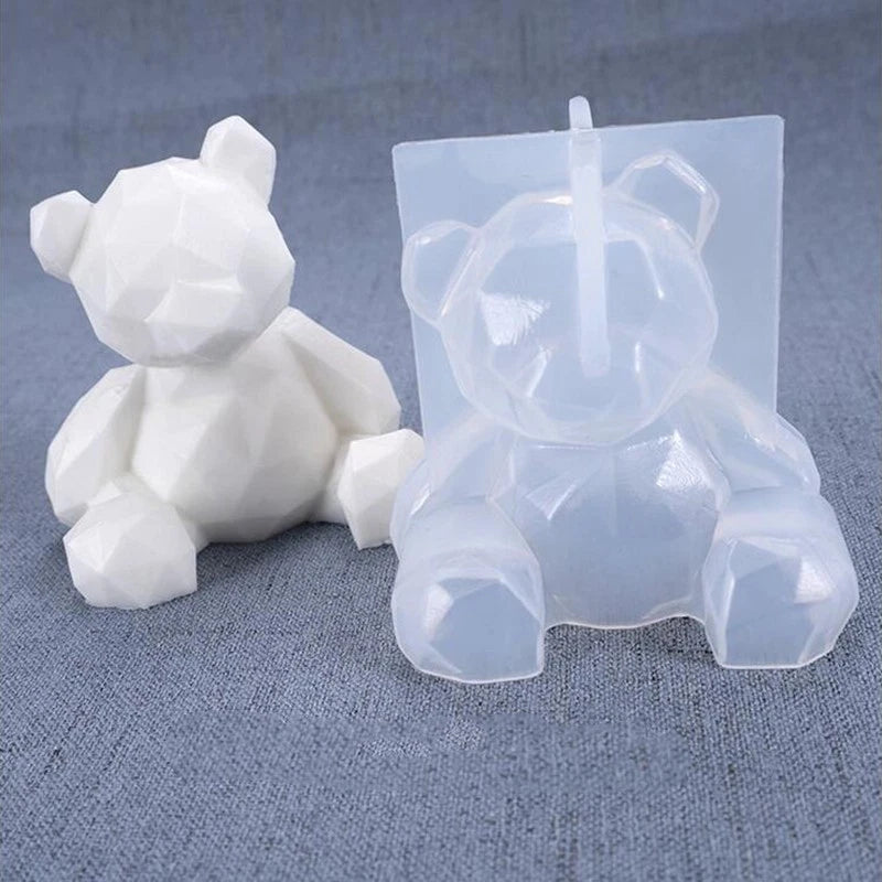 Durable Geometric Bear Silicone Mould Epoxy Resin Mold Manual Diy