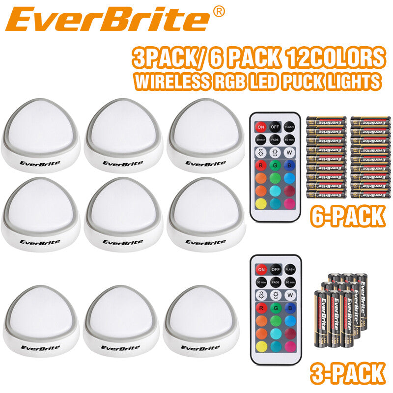 EverBrite 6Pack/3Pack Tap Light LED Puck Light Wireless Push Lights 12