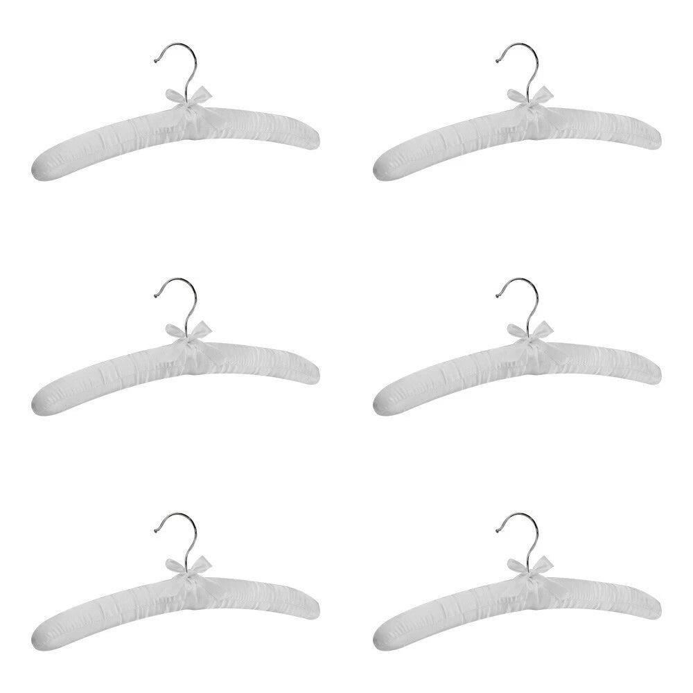 Set Of 15 Inch Length White Smooth Satin Padded Bridal Cloth Hangers