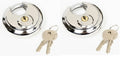 2 Stainless Steel 70mm Round Disc Storage Unit Pad Lock & 2 Keys Box