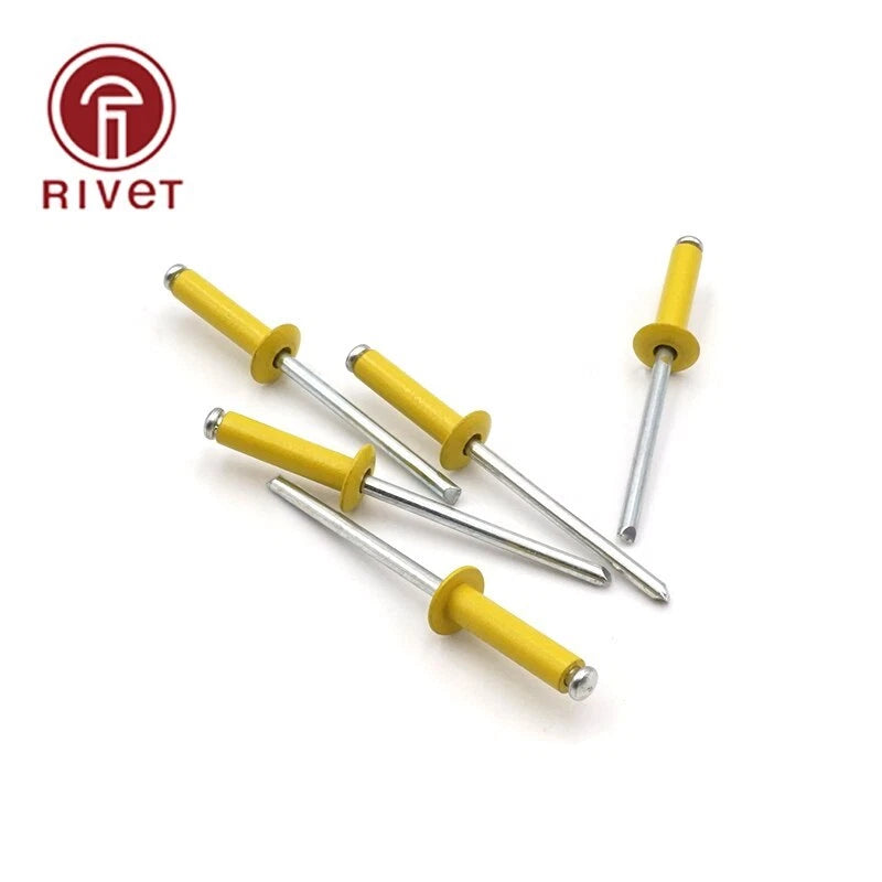 Yellow Aluminium Steel Open Blind Rivet Dome Head Pulling Rivets 5mmx15mm-25mm