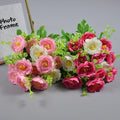 Fake Silk Tea Rose Bouquet 7 Heads 30cm For Home Wedding Decoration