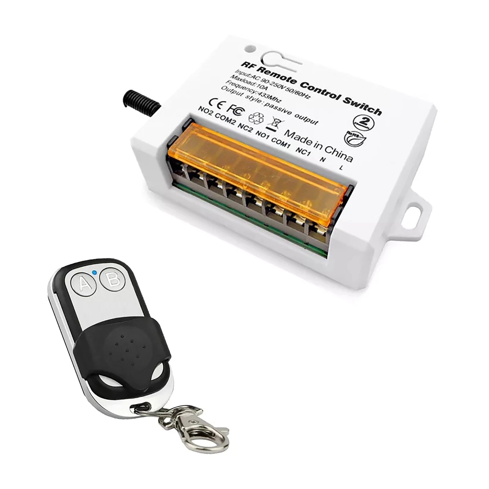 110V 220V 2ch Relay Receiver Wireless Remote Control Switch For