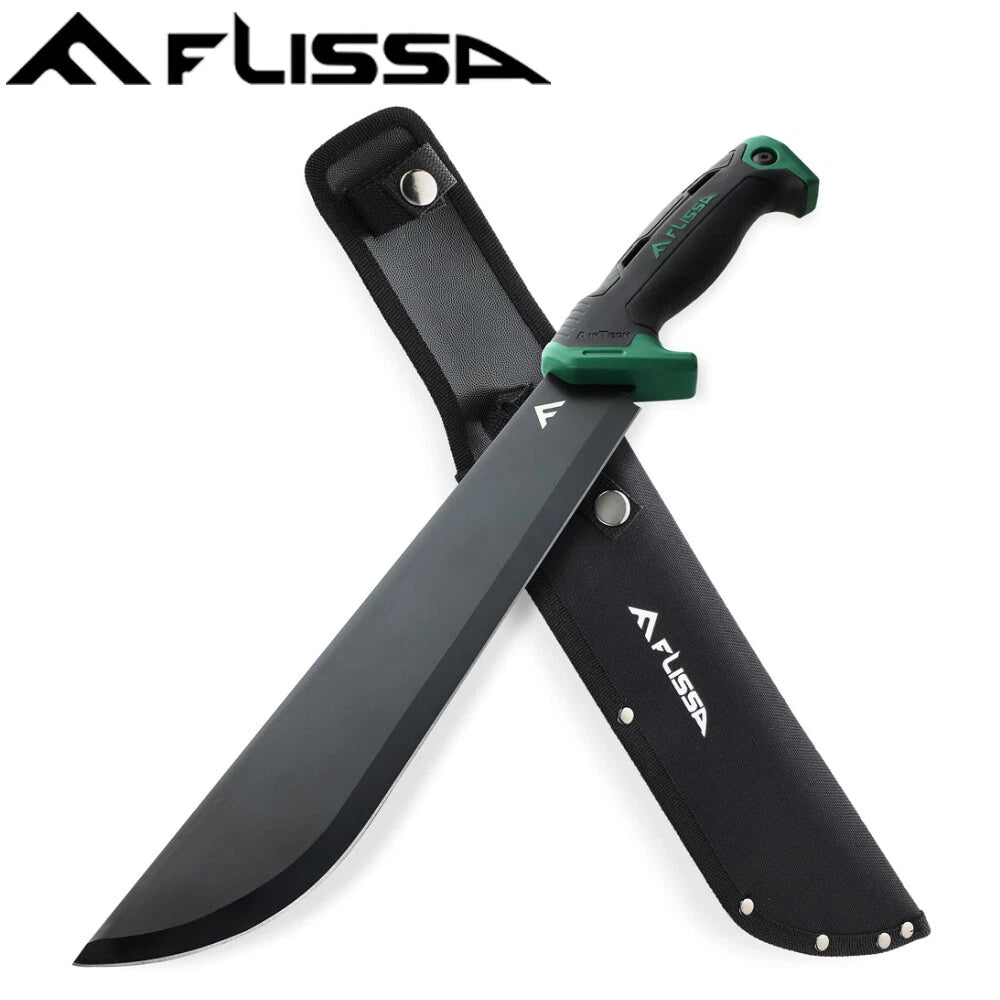 Flissa 11" Stainless Steel Machete Tactical Survival Machete Knife w/Sheath USA
