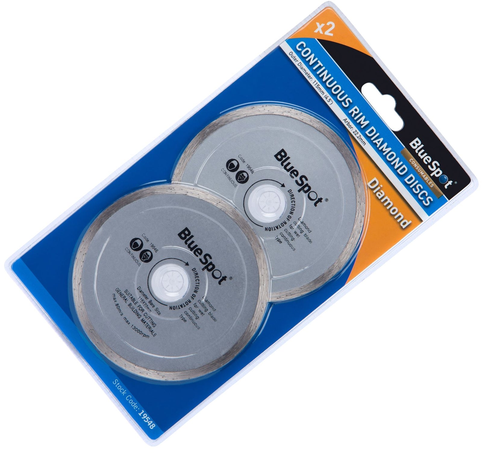 Bluespot 2pc Diamond Continuous Cutting Disc 115mm by Bluespot