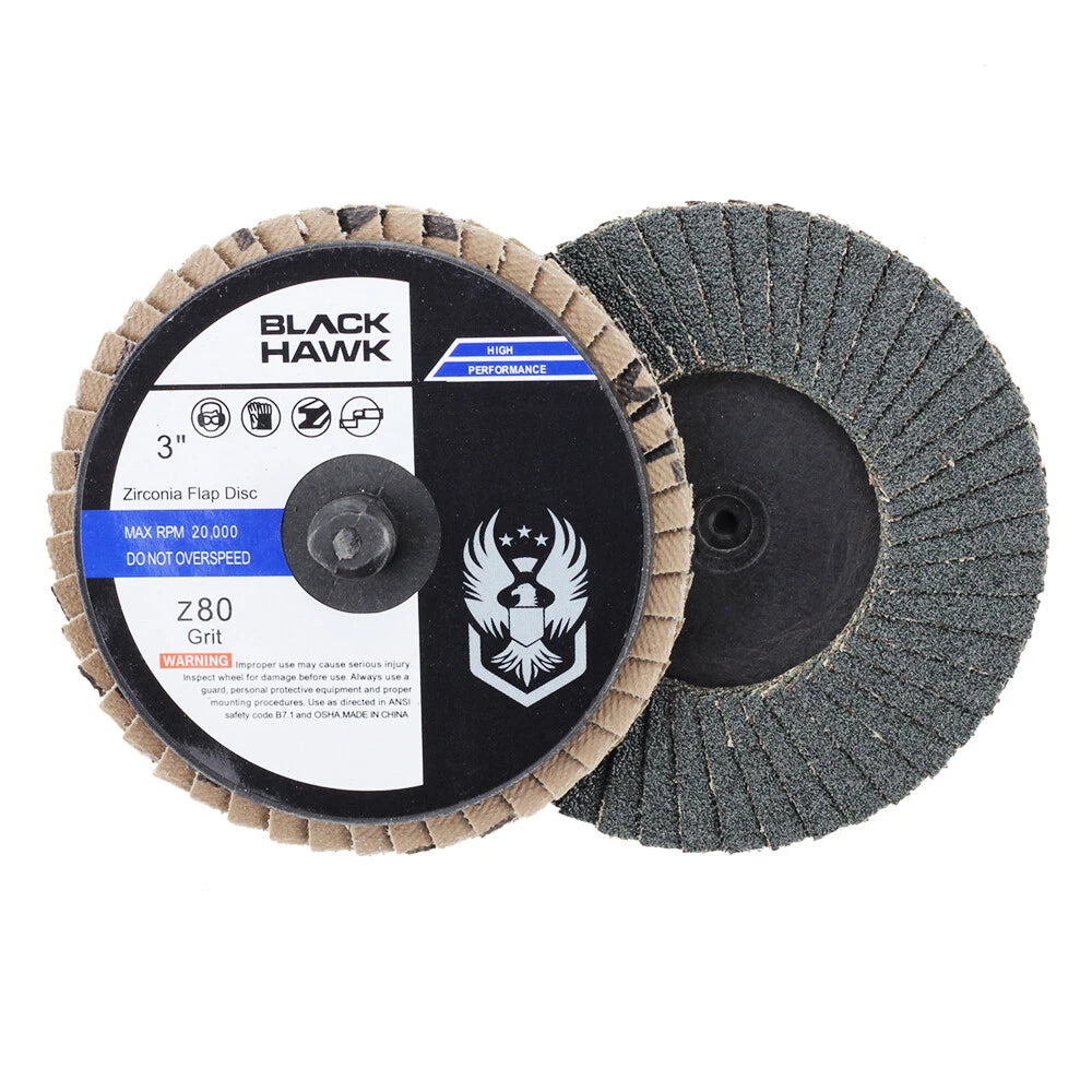 10 Pack - 3" Mini Flap Discs 80 Grit Quick Change Sanding Roloc Style Type R