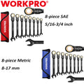 WORKPRO 8PCS SAE/METRIC Ratcheting Combination Wrench Flex-Head