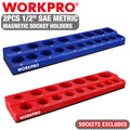 Workpro 2PC 1/2" Magnetic Socket Organizer Set Socket Holder Cart Set