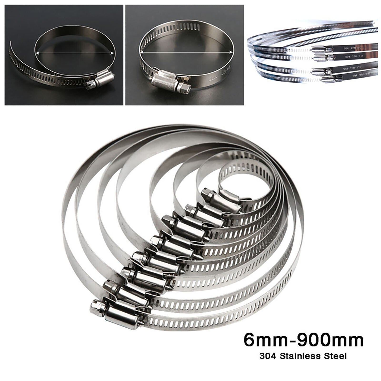 Stainless Steel Worm Drive Hose Clips - 6mm-900mm