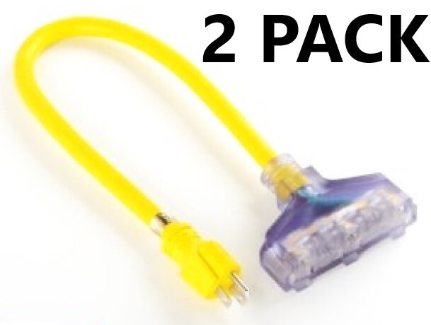 Heavy Duty 2FT Tri Tap Extension Cord