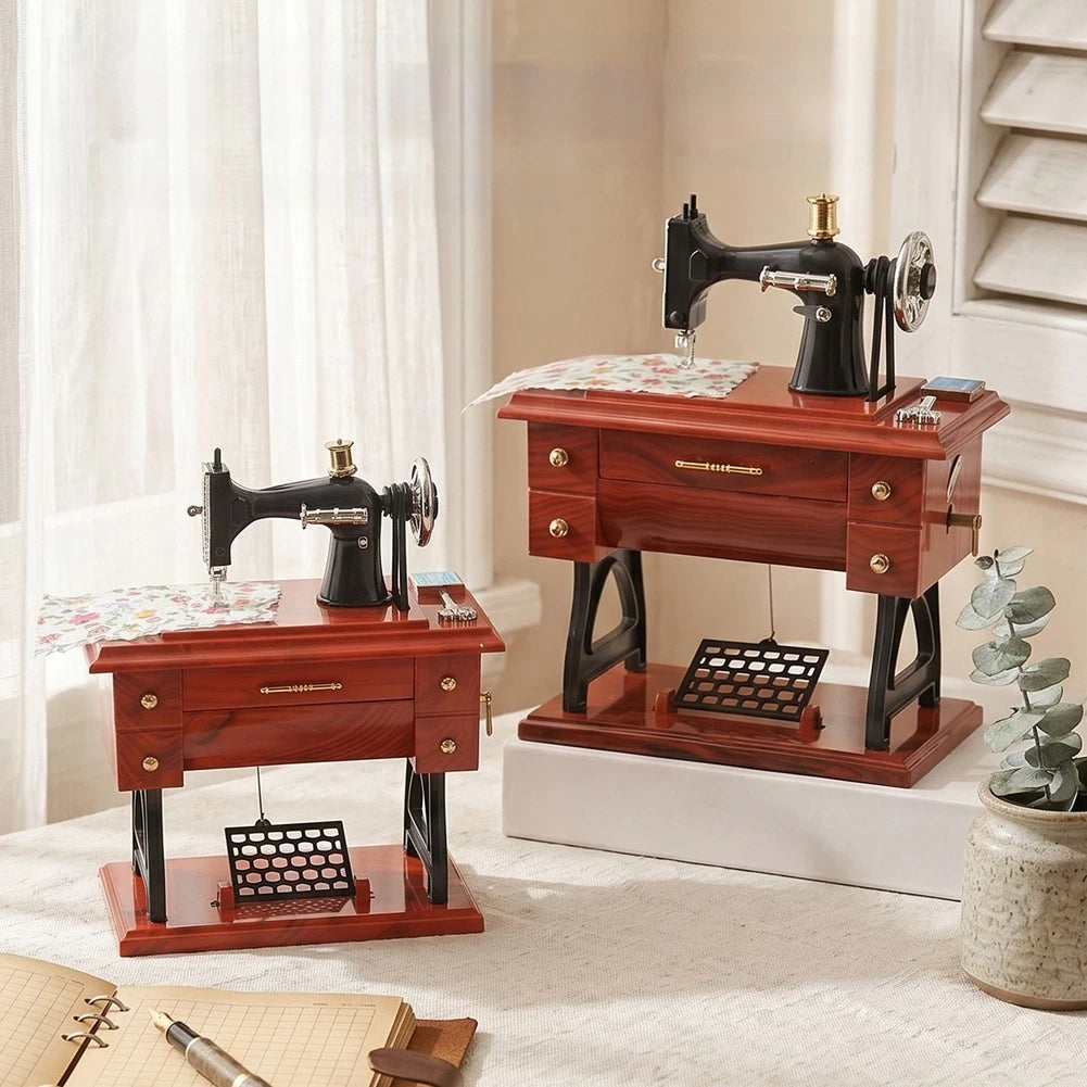 Artistic Sewing Machine Music Box Pair European Style Home Decoration