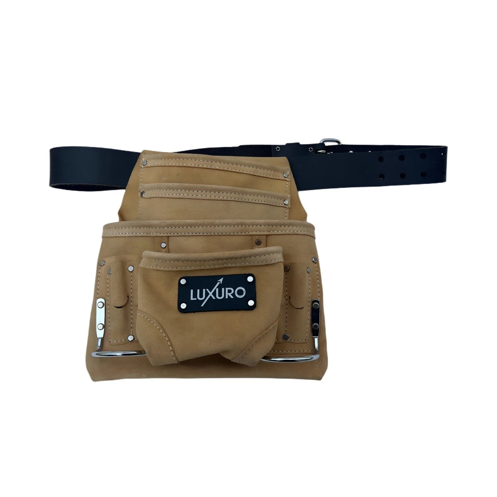 Leather Tool Belt & Electrician Pouch Set – Adjustable 30"–46" Waist