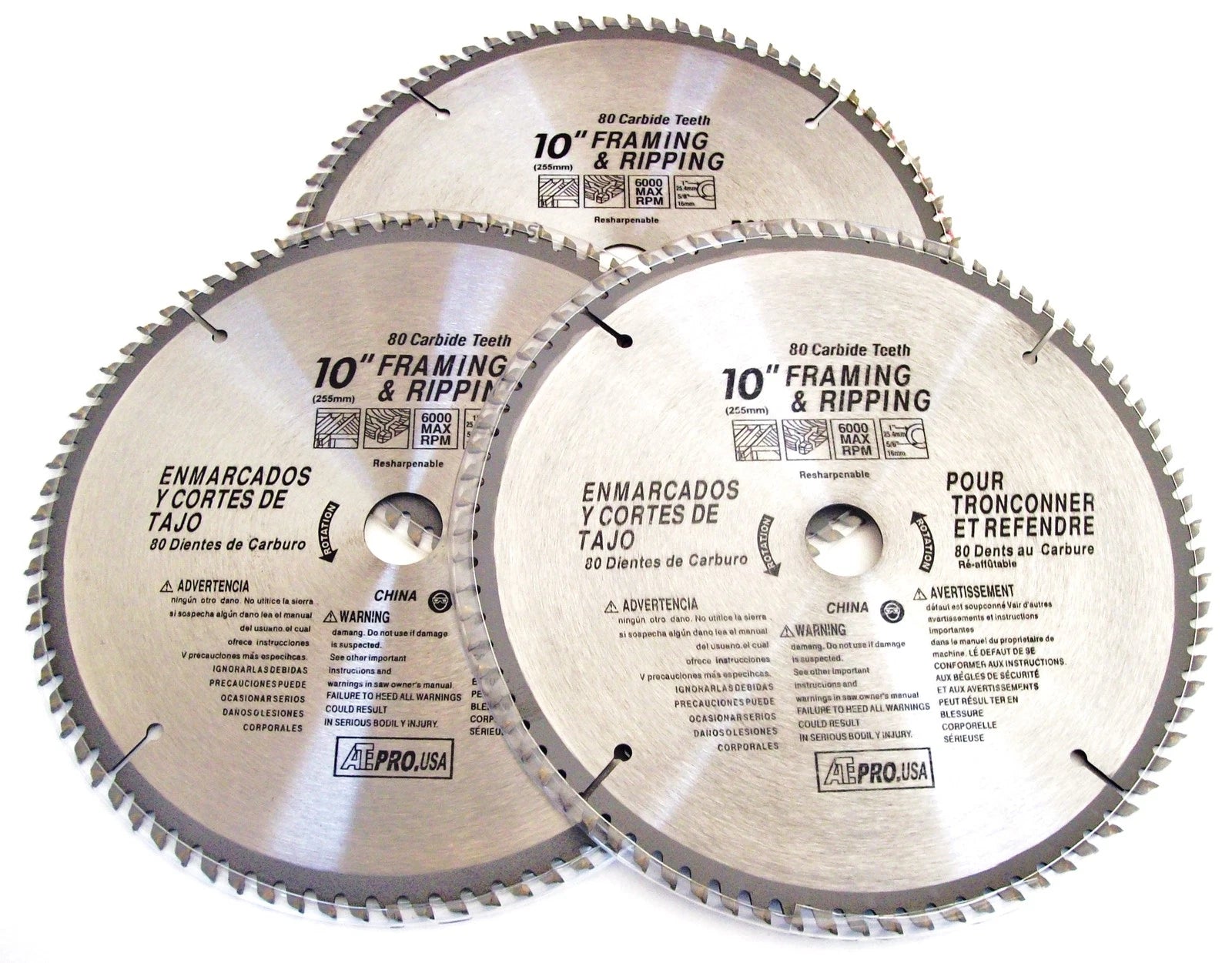 3 Ate Pro 10" Circular Table Miter Saw Blades 80t 80 Tooth Carbide