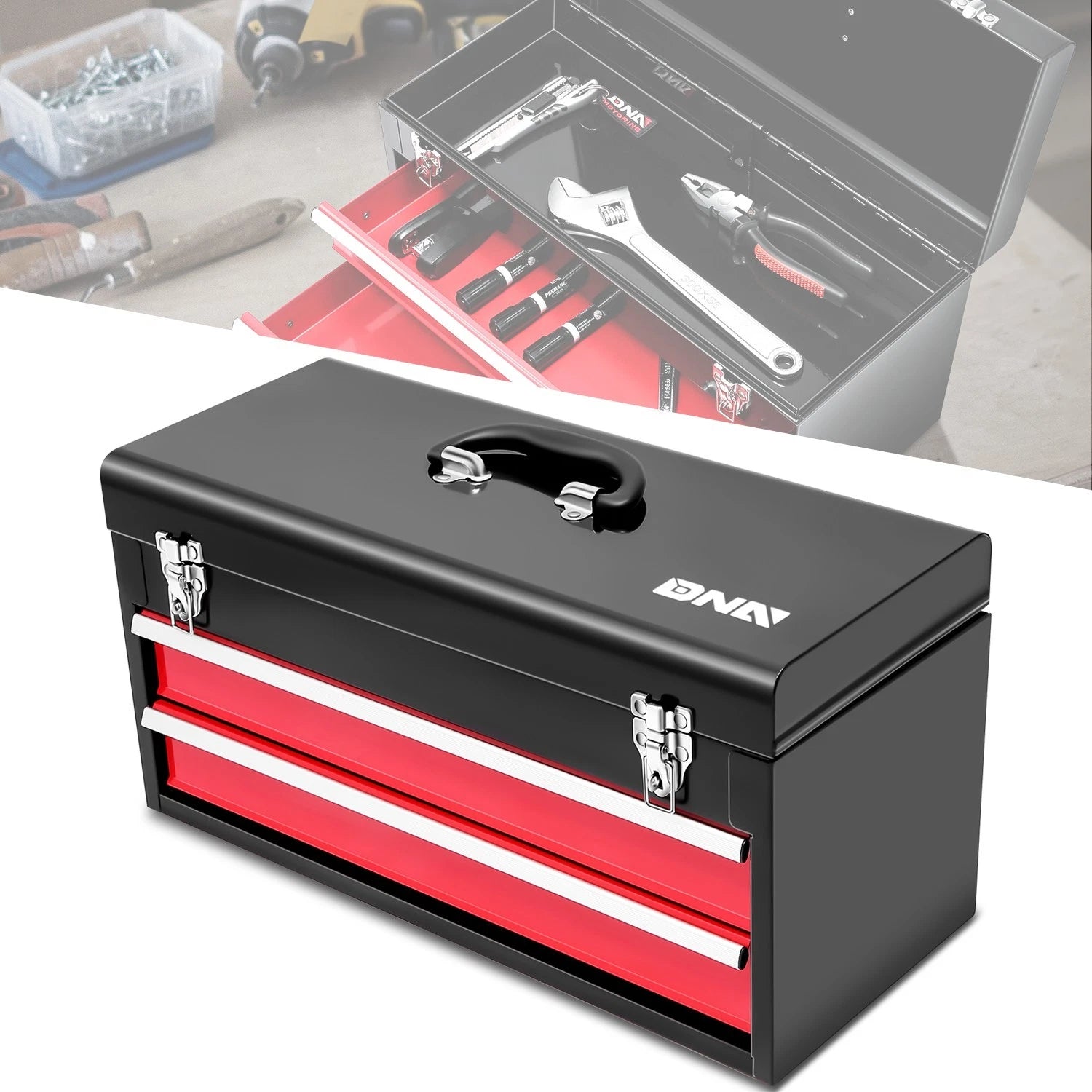 Red 20" 2 Drawers Multiple Storage Tool Box Flat | Built Supply Co