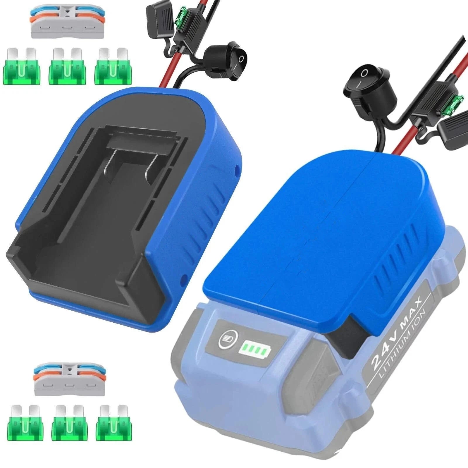 2 Pack Power Wheel Adapter For Kobalt 24V Max Battery Kb624-03 W Fuse