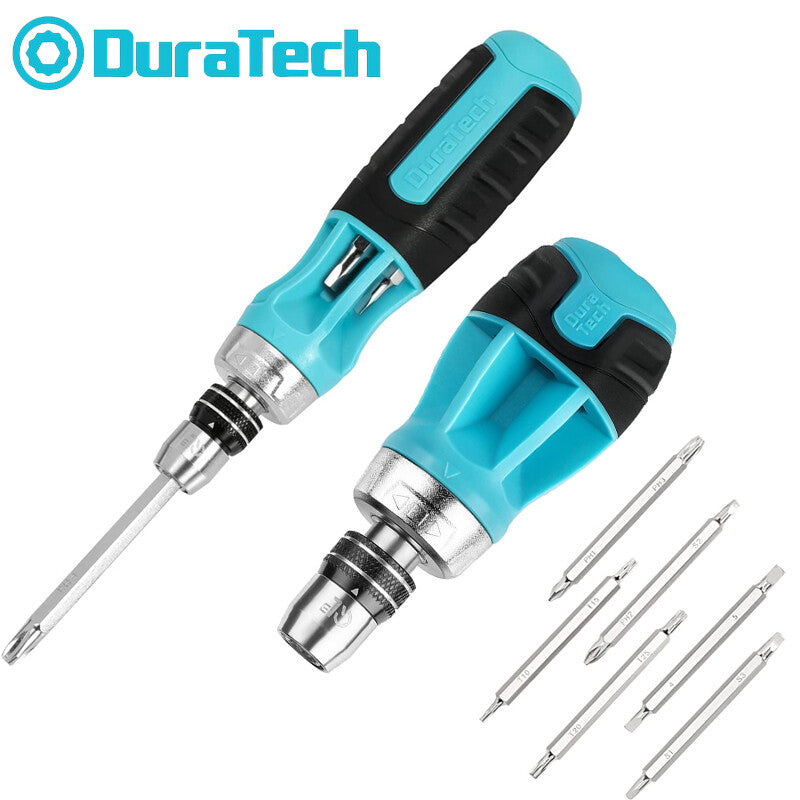 DURATECH 12-in-1 Stubby Ratcheting Screwdriver Multi-bit Short