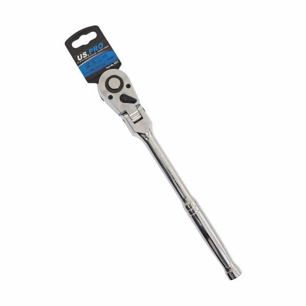 Us Pro 1/2 Drive Flexi Head Ratchet 300mm 72 Tooth Chrome Socket