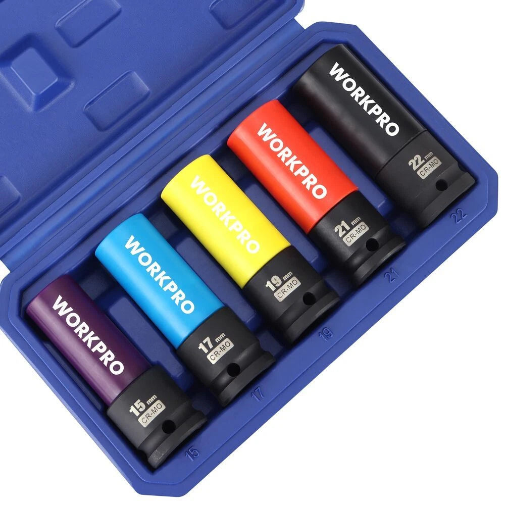 Workpro 1/2" Dr Impact Lug Nut Socket Set 15 17 19 | Built Supply Co