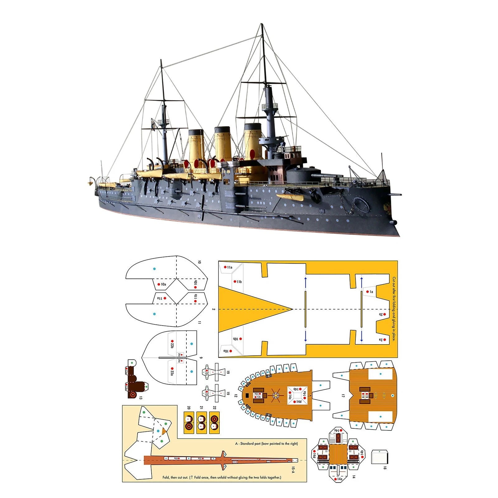 1:250 Czar Russia Navy Oslabya Battleship Military Paper Ship Model