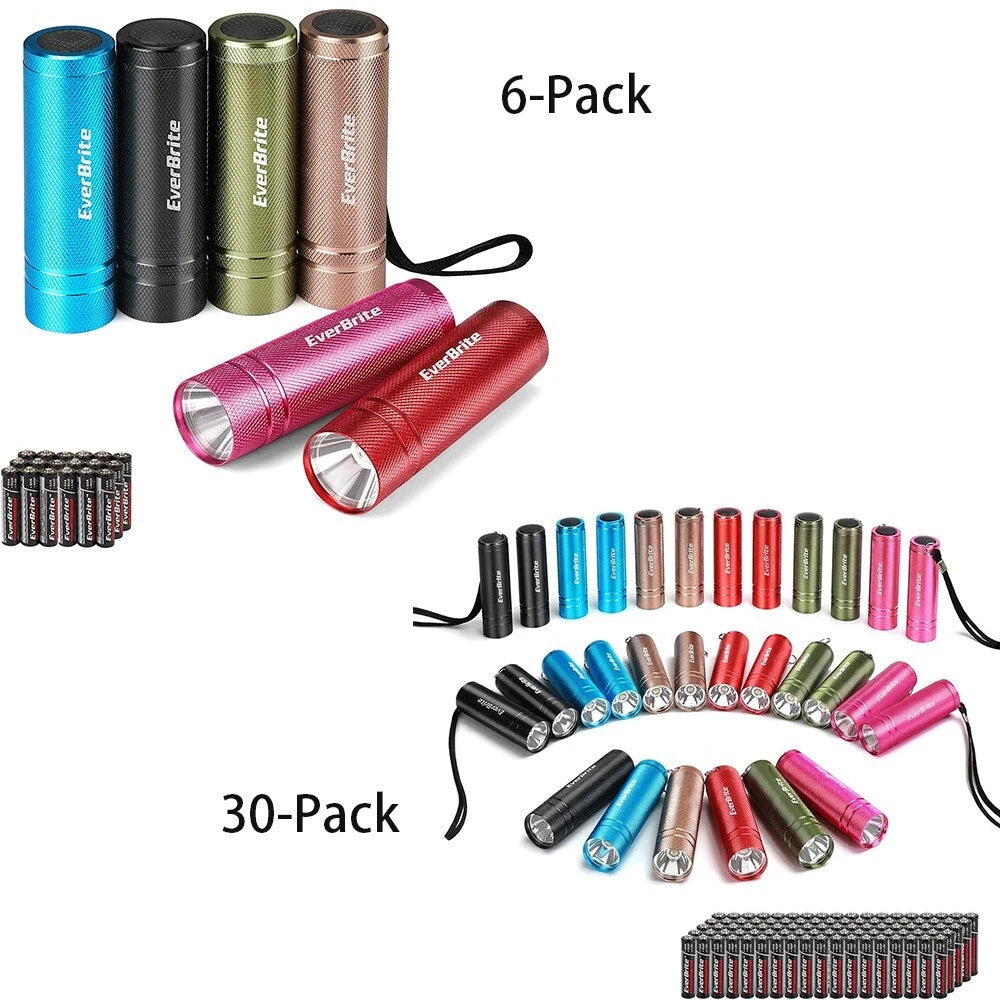 Everbrite 30pack/6pack Mini Flashlight Sets Aluminum Led Handheld