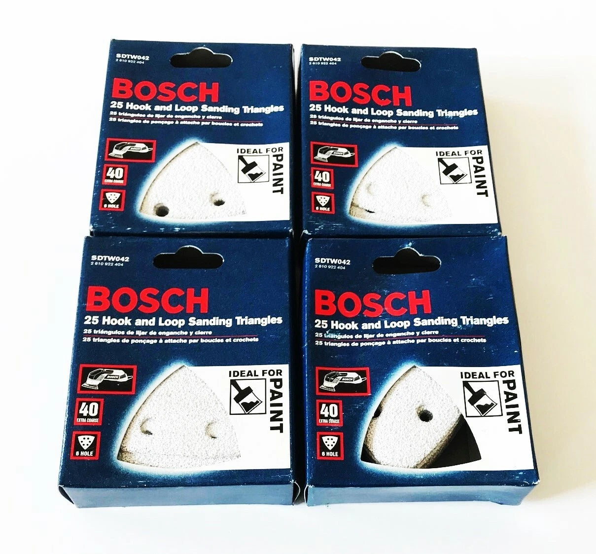 100 Bosch Hook And Loop Sanding Triangles Discs 40 Grit 6 Hole Italy