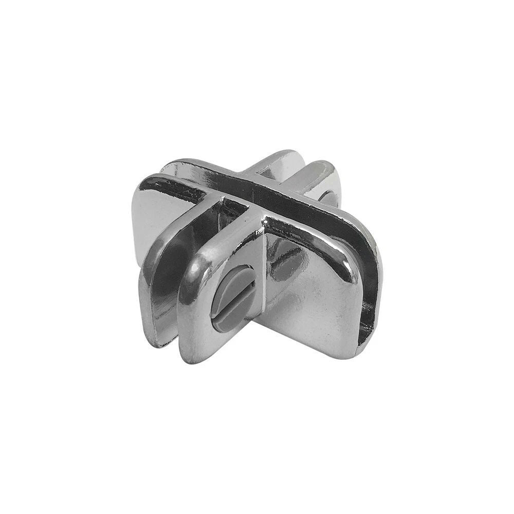 4 Way Inside Shelf Connector Clip 3/16" Tempered Glass Shelf Chrome