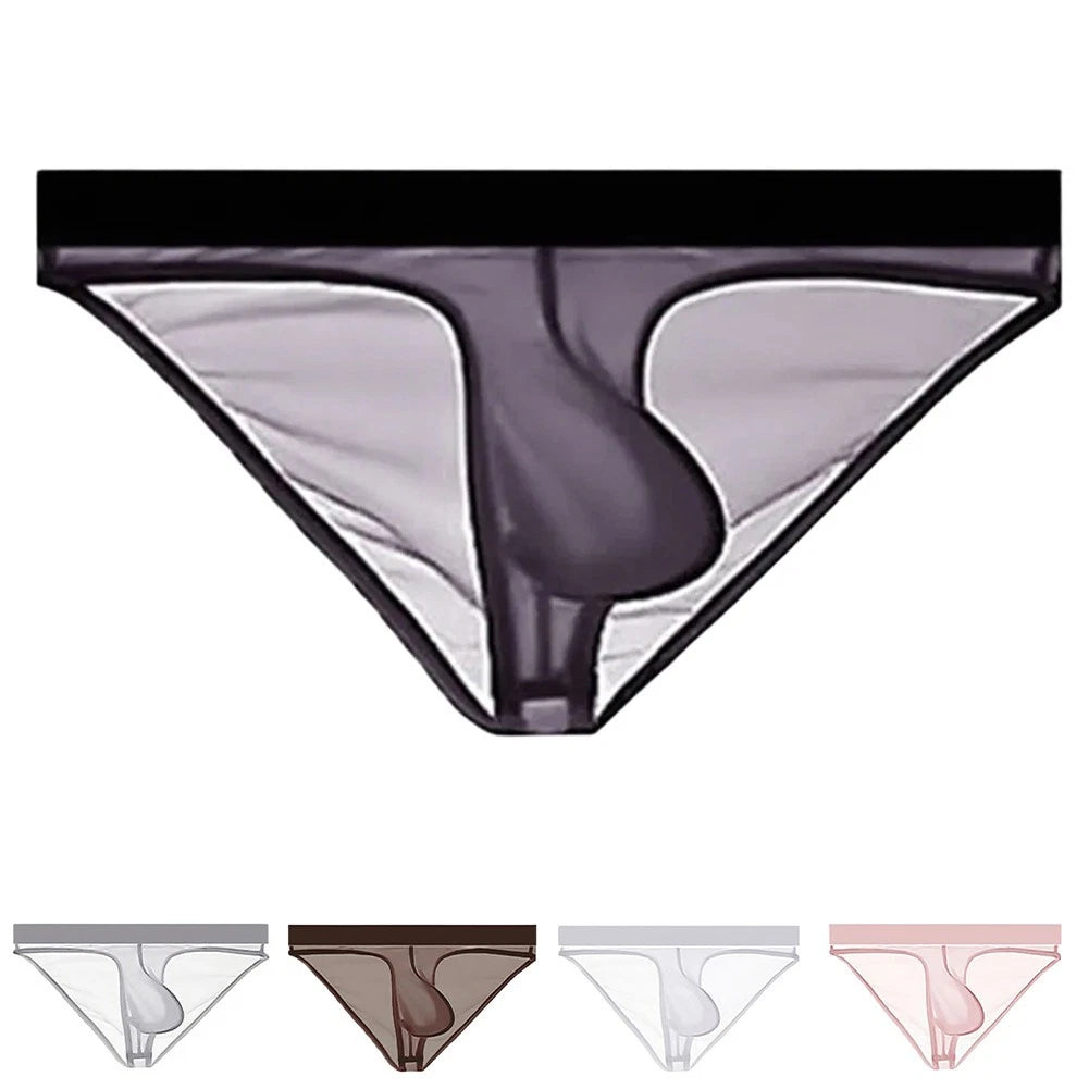 Men Lightweight Mesh Underwear Briefs Elastic Low Rise Bulge Pouch