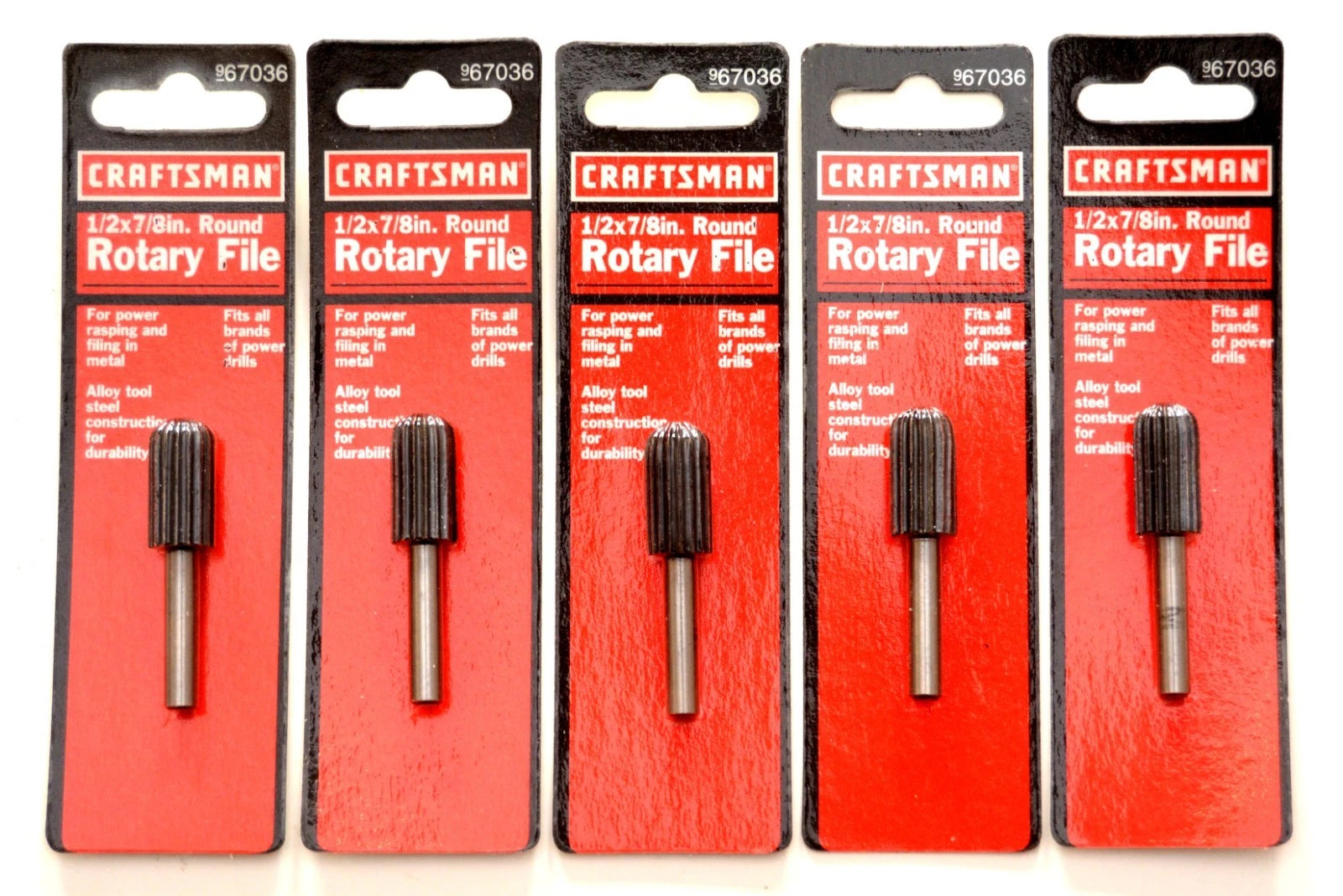 5 Craftsman Round Rotary Alloy Steel Metal File Burrs 1/2" X 7/8"