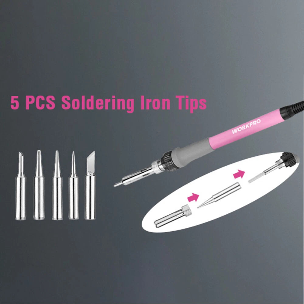 WORKPRO 110V Soldering Iron Kit 90W Soldering Gun with Digital Display Iron Tips