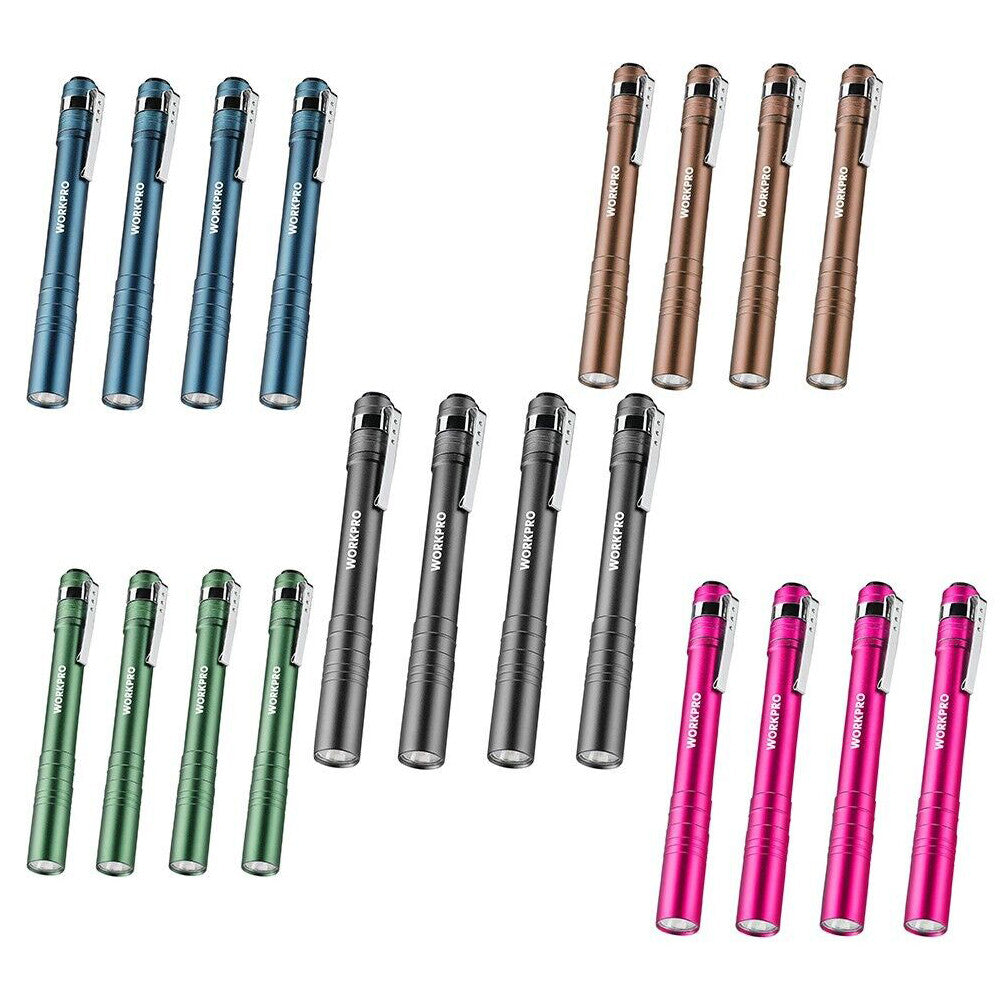 WORKPRO 4-Packs LED Pen Light Aluminum Pocket Light Pen Flashlights