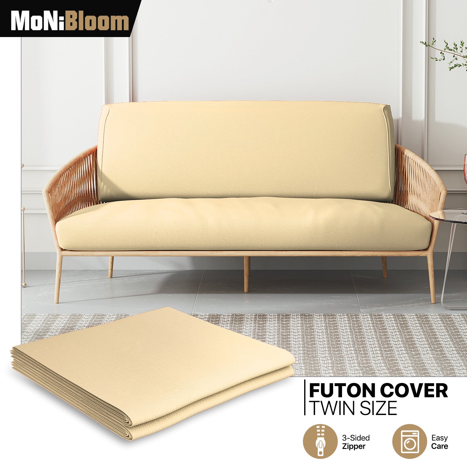Wheat Twin Size Slipcovers Cushion Stretch Futon Cover