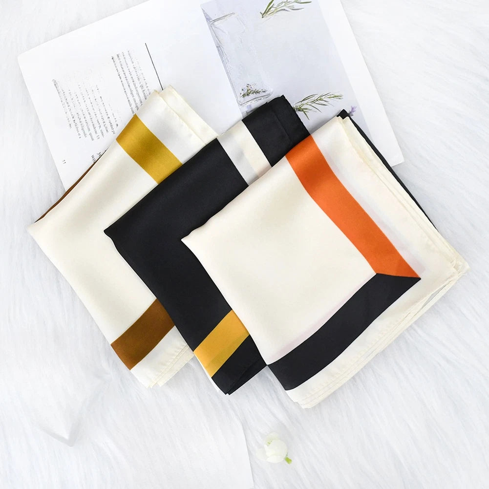 Orange Fashion Scarf 70x70cm Imitation Silk Square Lightweight