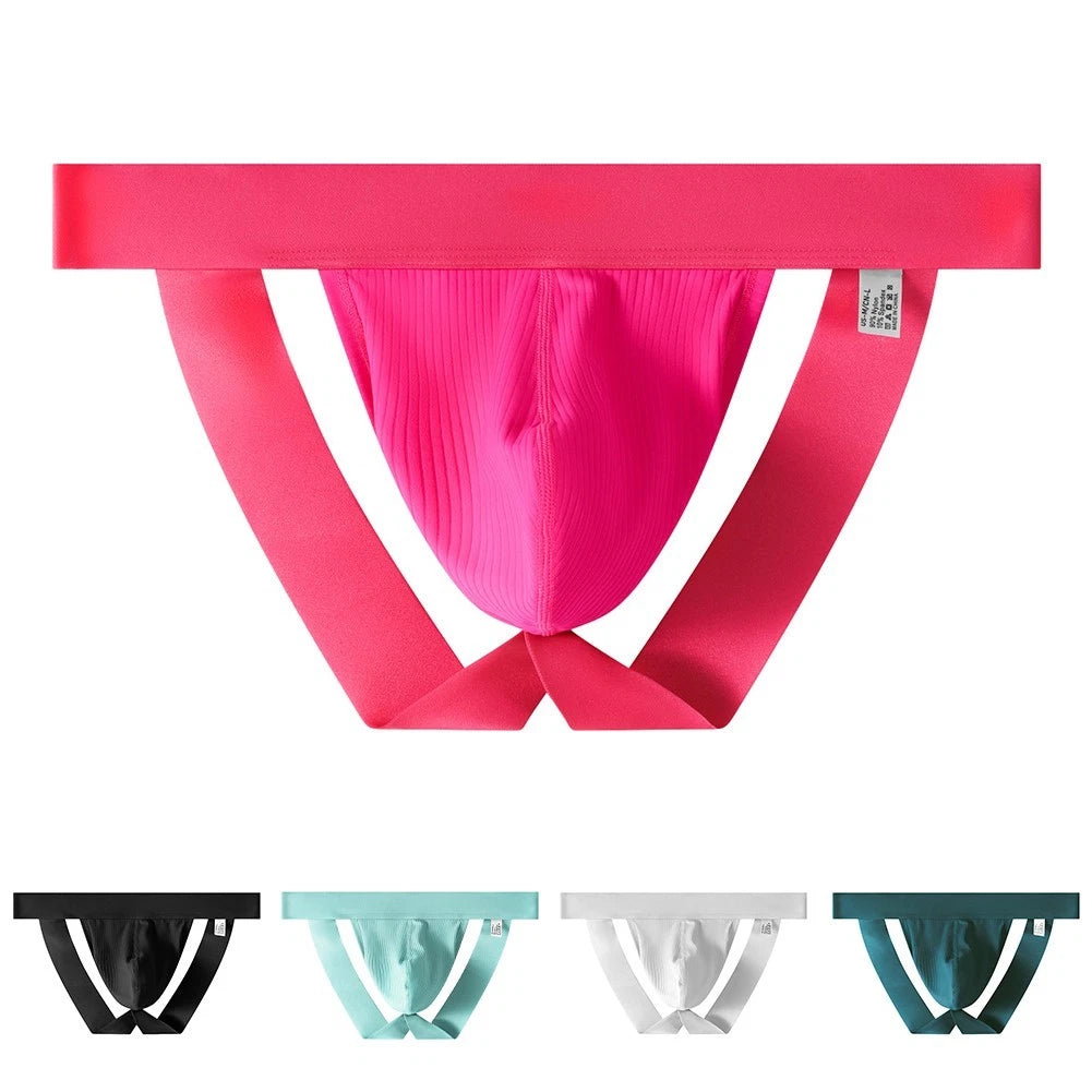 Mens Underwear Ice Silk Briefs Low Waist Pouch Panties Open Butt