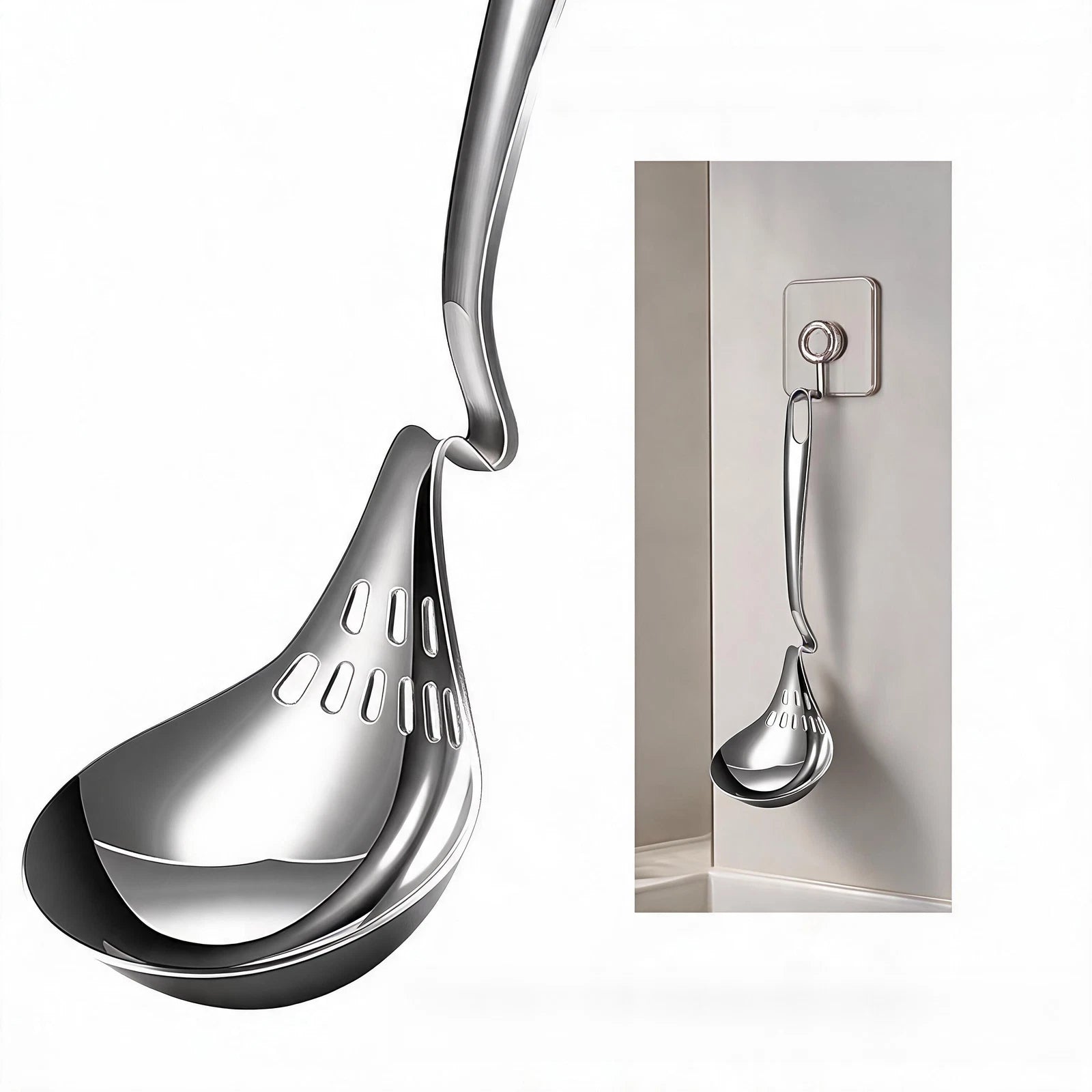 Wall Mountable 316l Stainless Steel Soup Ladle With Hook For Hot Pot