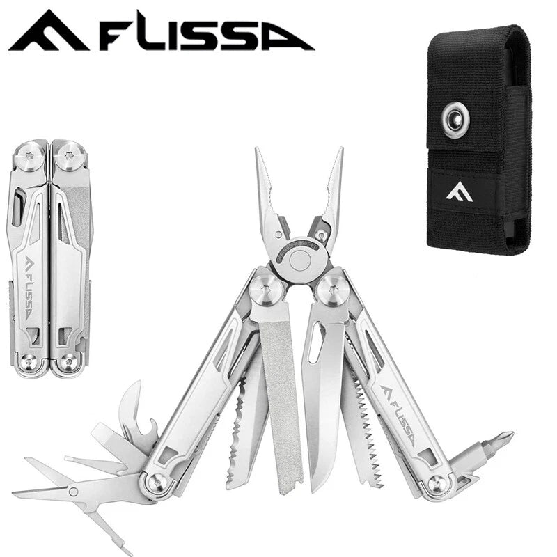 Flissa 16-in-1 Multitool Pliers Folding Pocket Tool With Sheath