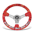 350mm 3" Dish Wheel Nrg 3-spoke Red Suede Chrome Spokes Steering