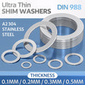 Shim Washers 0.1mm / 0.2mm / 0.3mm / 0.5mm Thick DIN 98