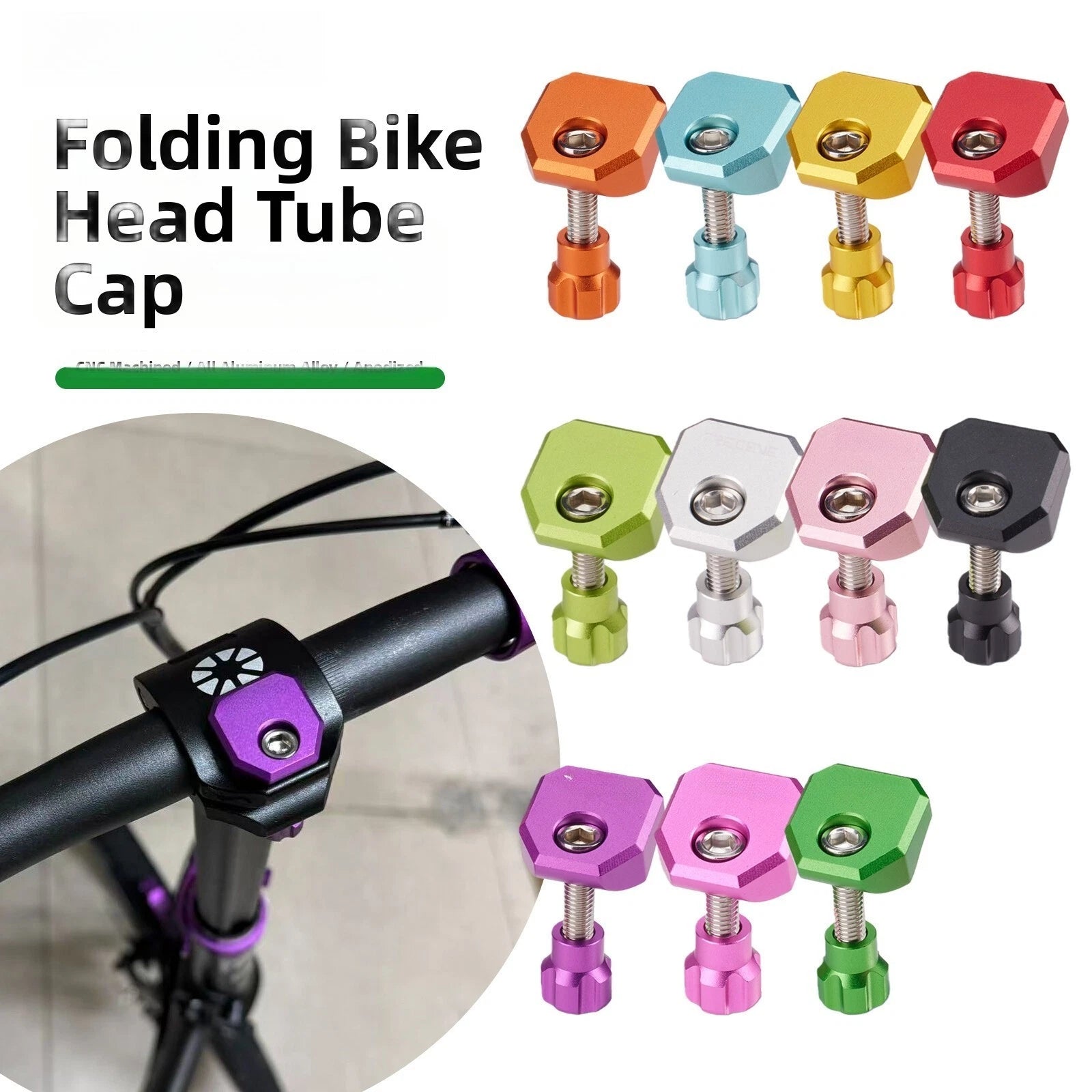 Quick Adjust Headset Cap For Folding Bikes P8 P10 Stem Cover Cnc Alloy