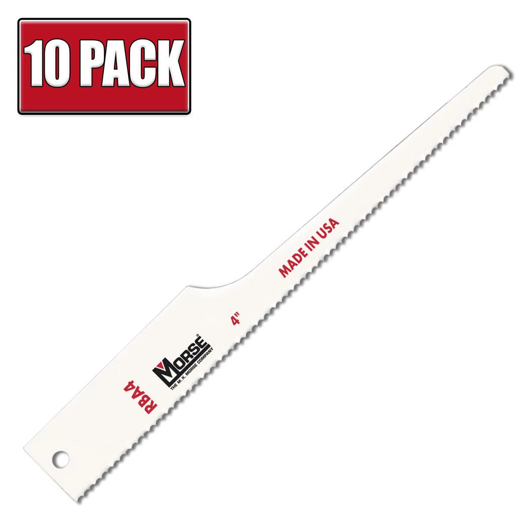 4" x 32 TPI Morse Air Saw Pneumatic Bi Metal Reciprocating Saw Blades - 10 Pack