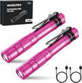 Workpro 2pack Rechargeable Mini Pen Light Flashlight Led Pocket