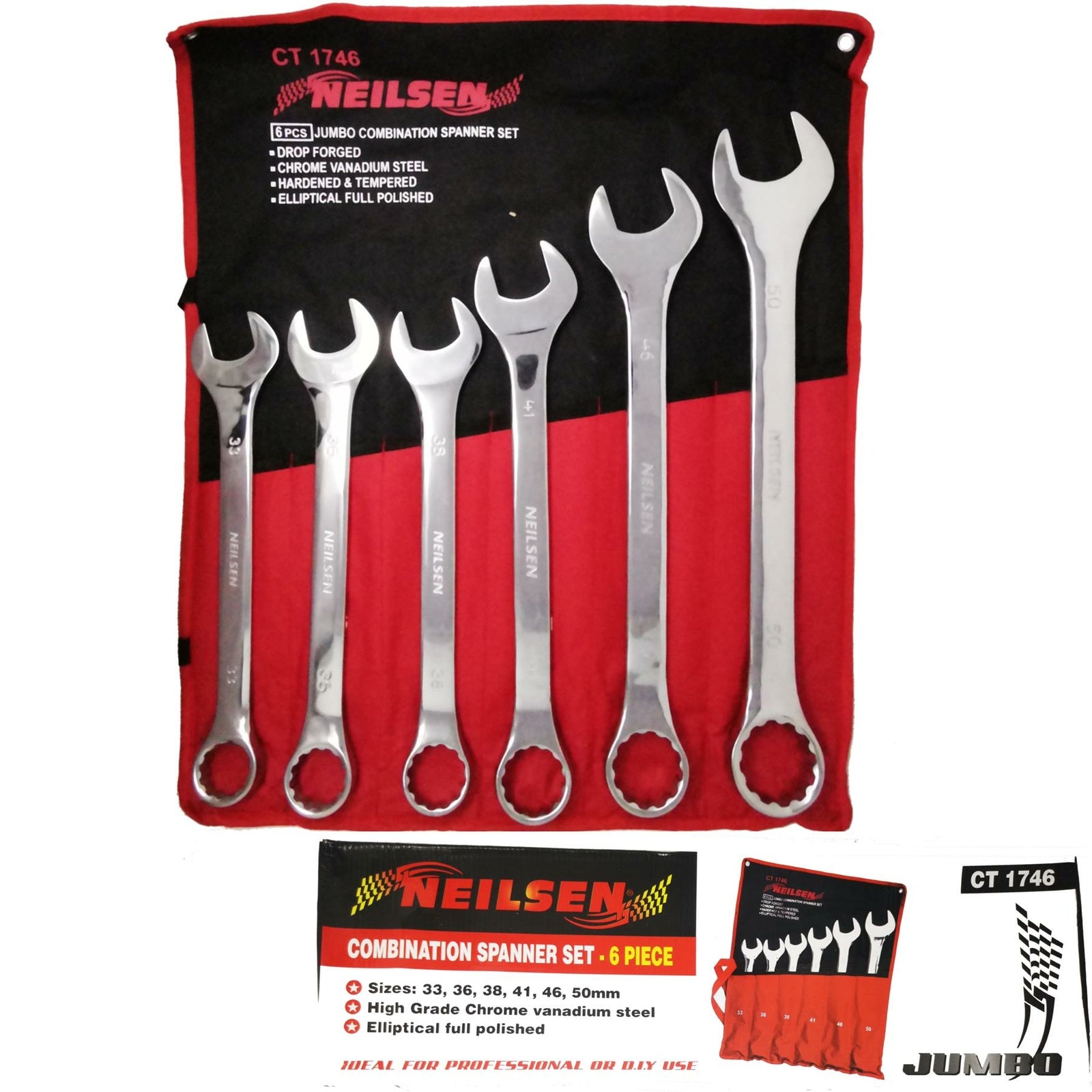 Neilsen 6pc Jumbo Metric Spanner Wrench Set