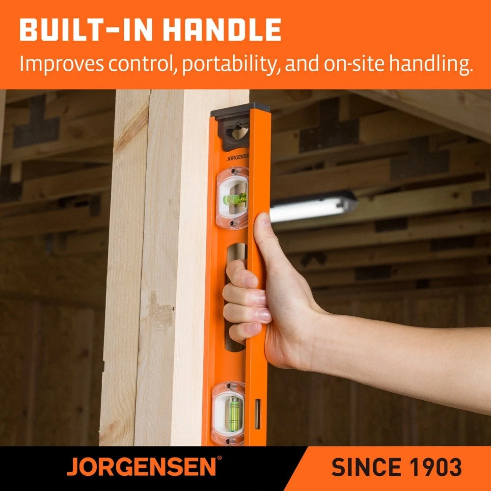 Jorgensen 24" Magnetic Level With 90°/180° Vial Spirit Level I-beam
