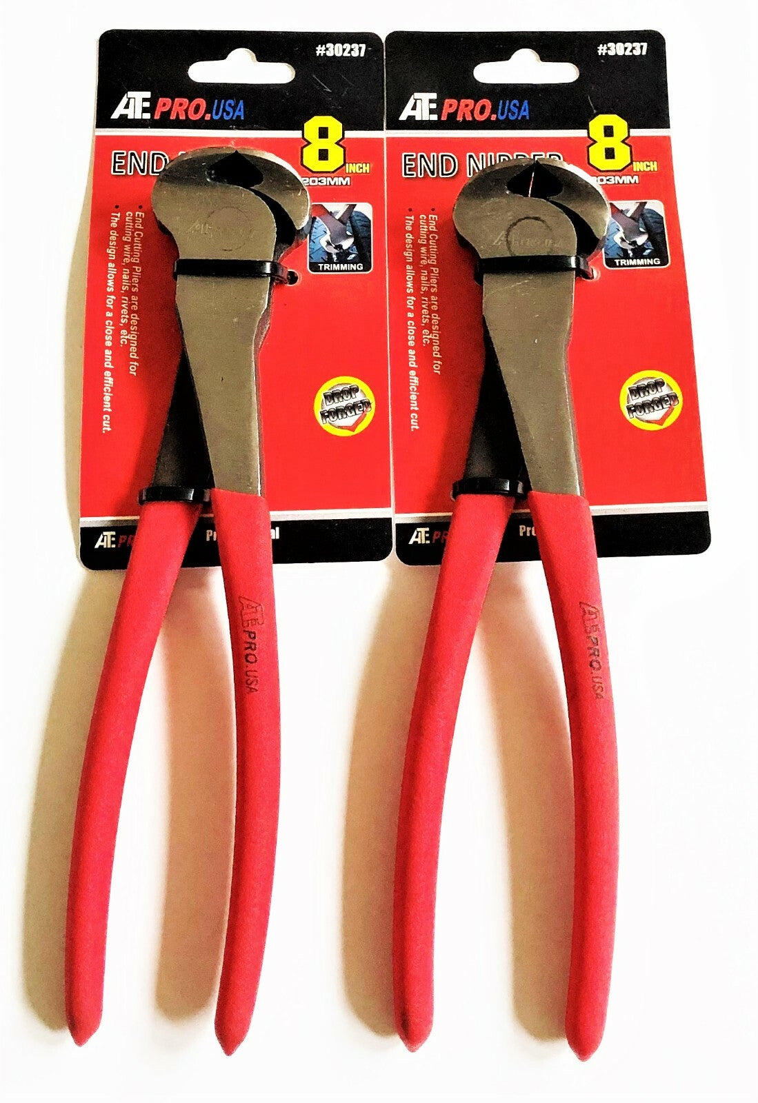 2 ATE PRO 8" END NIPPER CUTTERS WIRE CUTTING PLIERS PIN