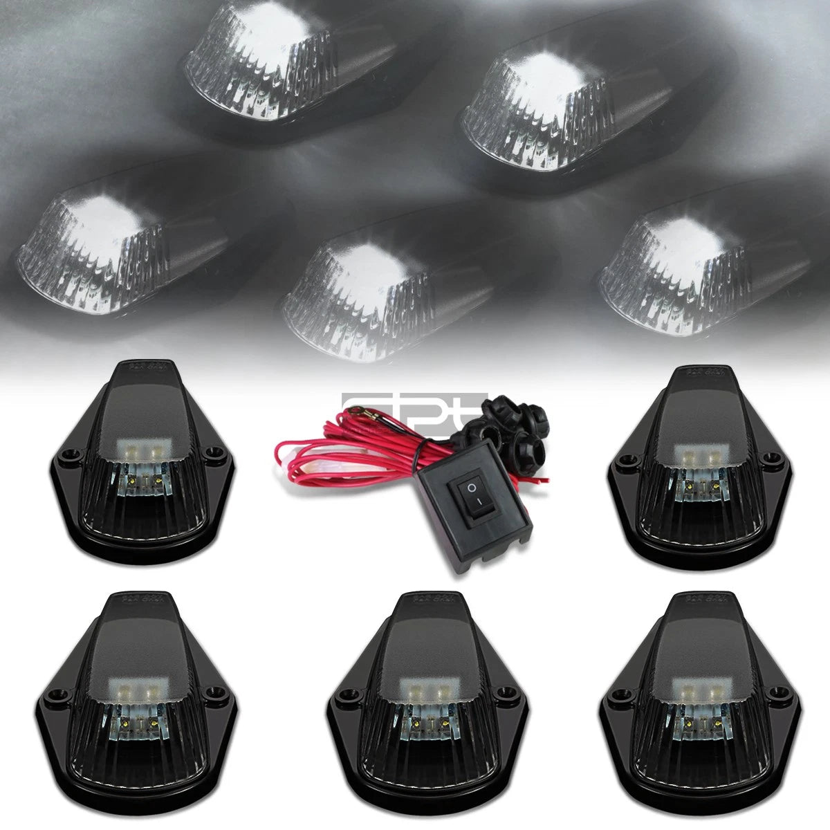 Fit 80-96 F-series Pickup Smoked White Led Cab Roof Running